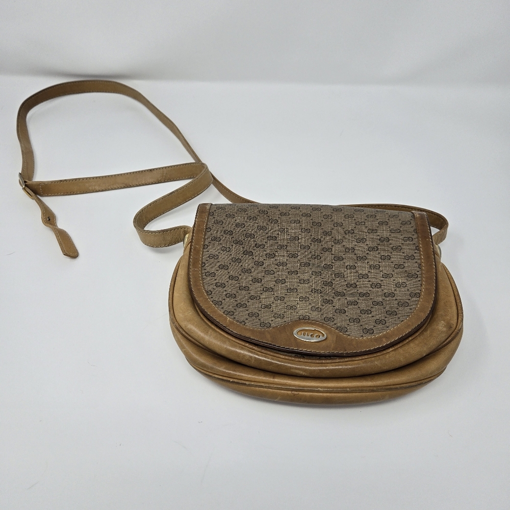 Vintage Gucci Tan Light Brown Beige Crossbody Bag Purse